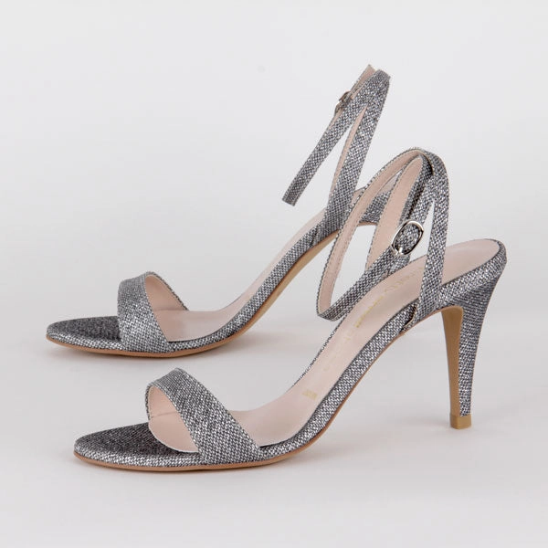 *MEGAN - silver glitter, 8cm size UK 3