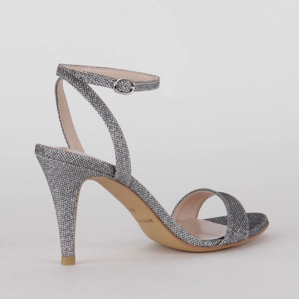 *MEGAN - silver glitter, 8cm size UK 3
