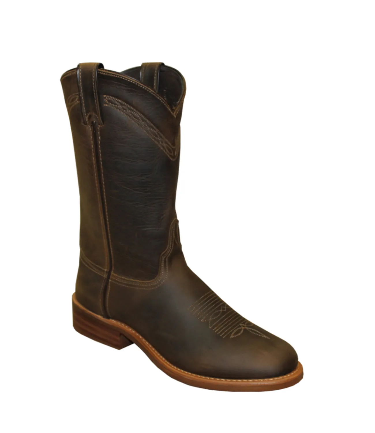 Abilene Boots Mens 11in Round Toe Stockman Brown Leather Cowboy Boots 13 D