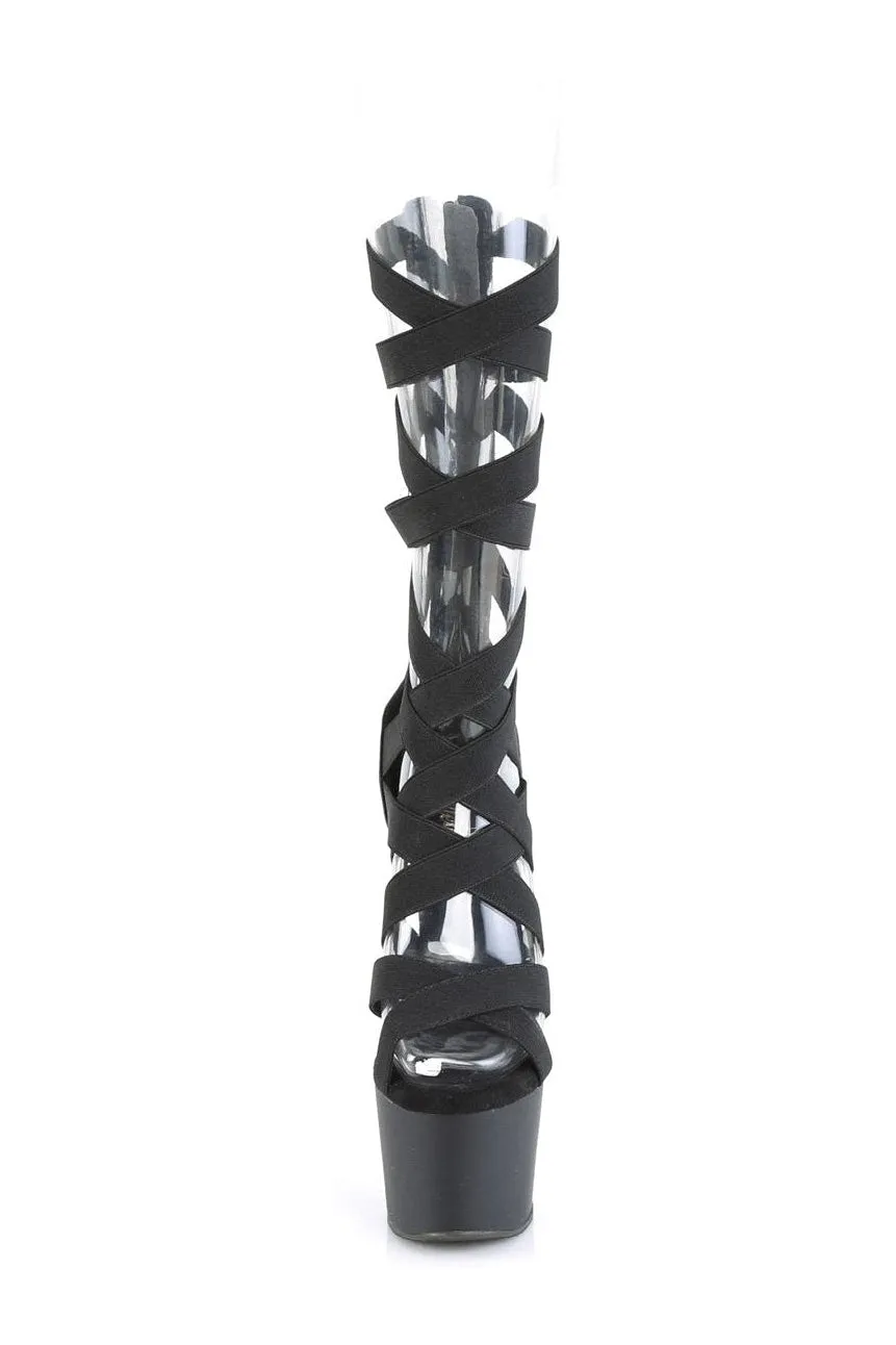 ADORE-700-48 Sandal | Black Faux Leather