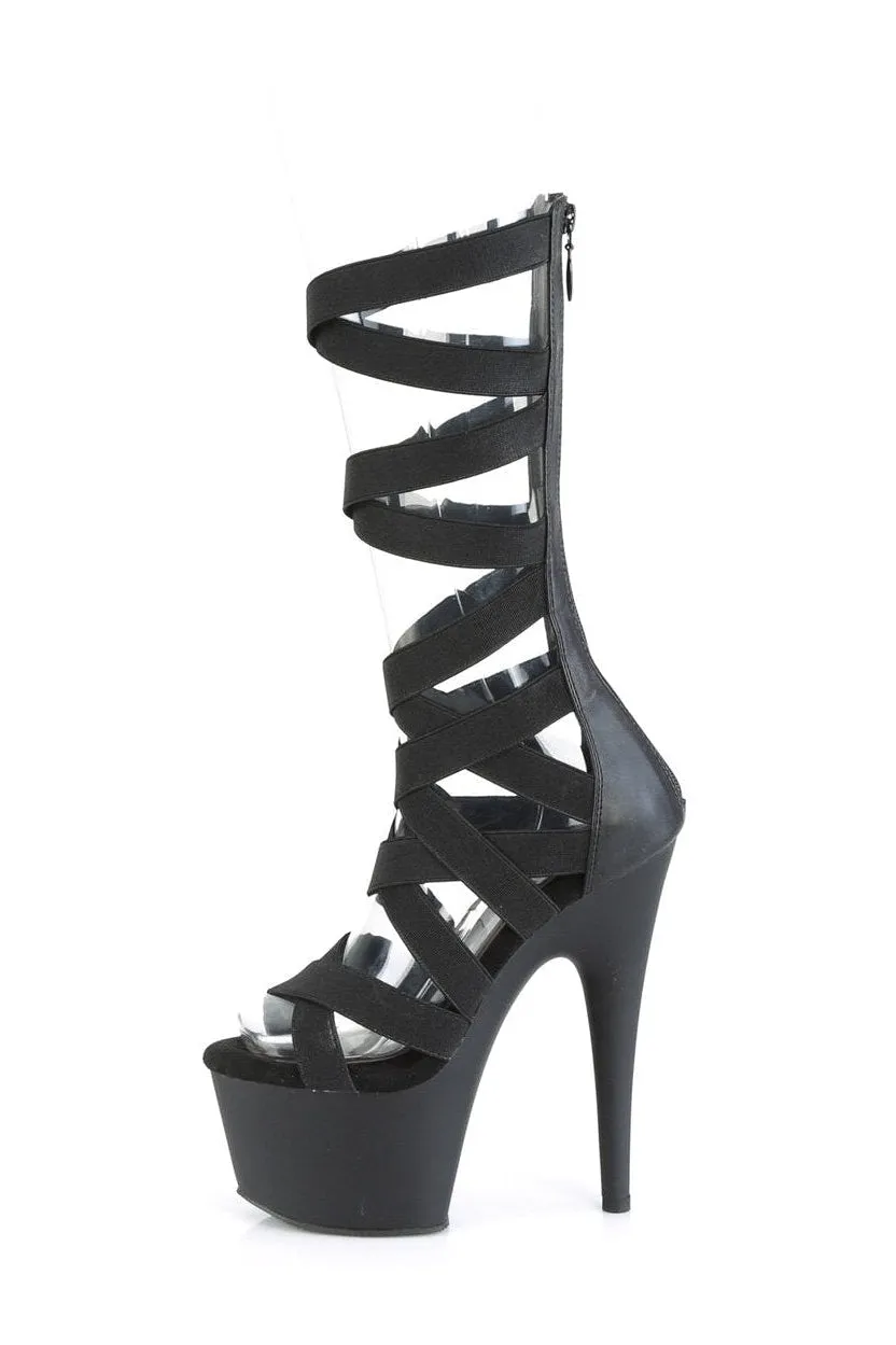 ADORE-700-48 Sandal | Black Faux Leather