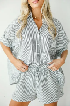 By The Bay Charcoal Striped Seersucker Shorts - DU DEAL