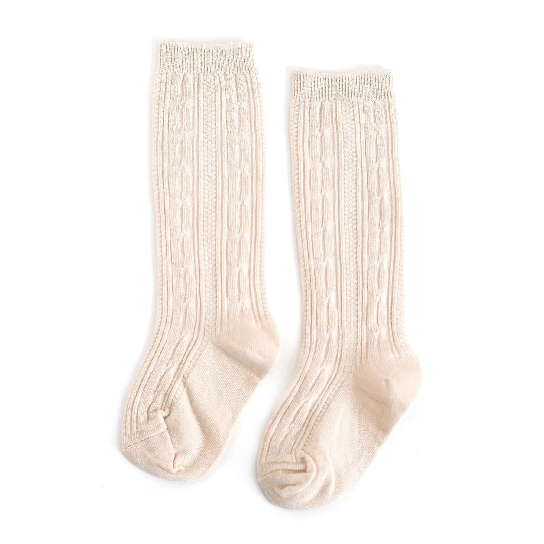 Cable Knit Knee High Socks - Vanilla