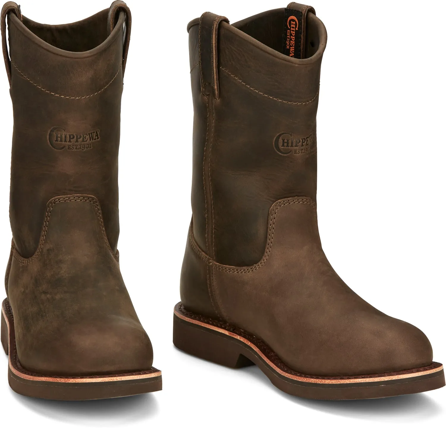 Chippewa Mens Classic 2.0 10in Pull On Chocolate Apache Leather Work Boots 9.5 D