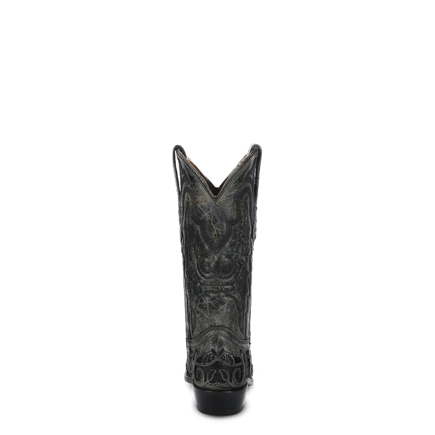 Corral Mens Inlay Embroidery Snip Toe Black Alligator 12.5in Cowboy Boots