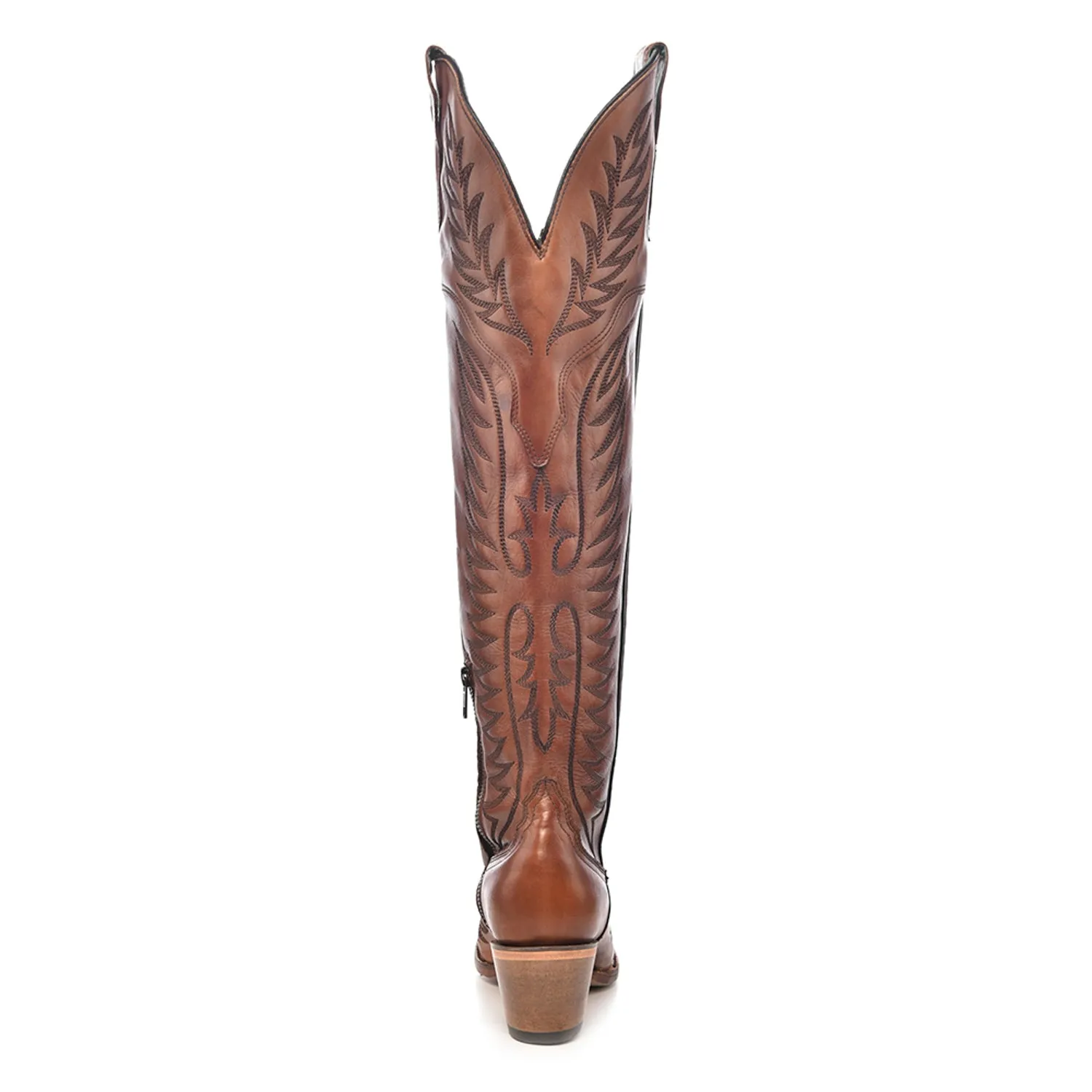Corral Womens Tall Top Embroidery J Toe Cognac Cowhide 21in Cowboy Boots 9.5 M