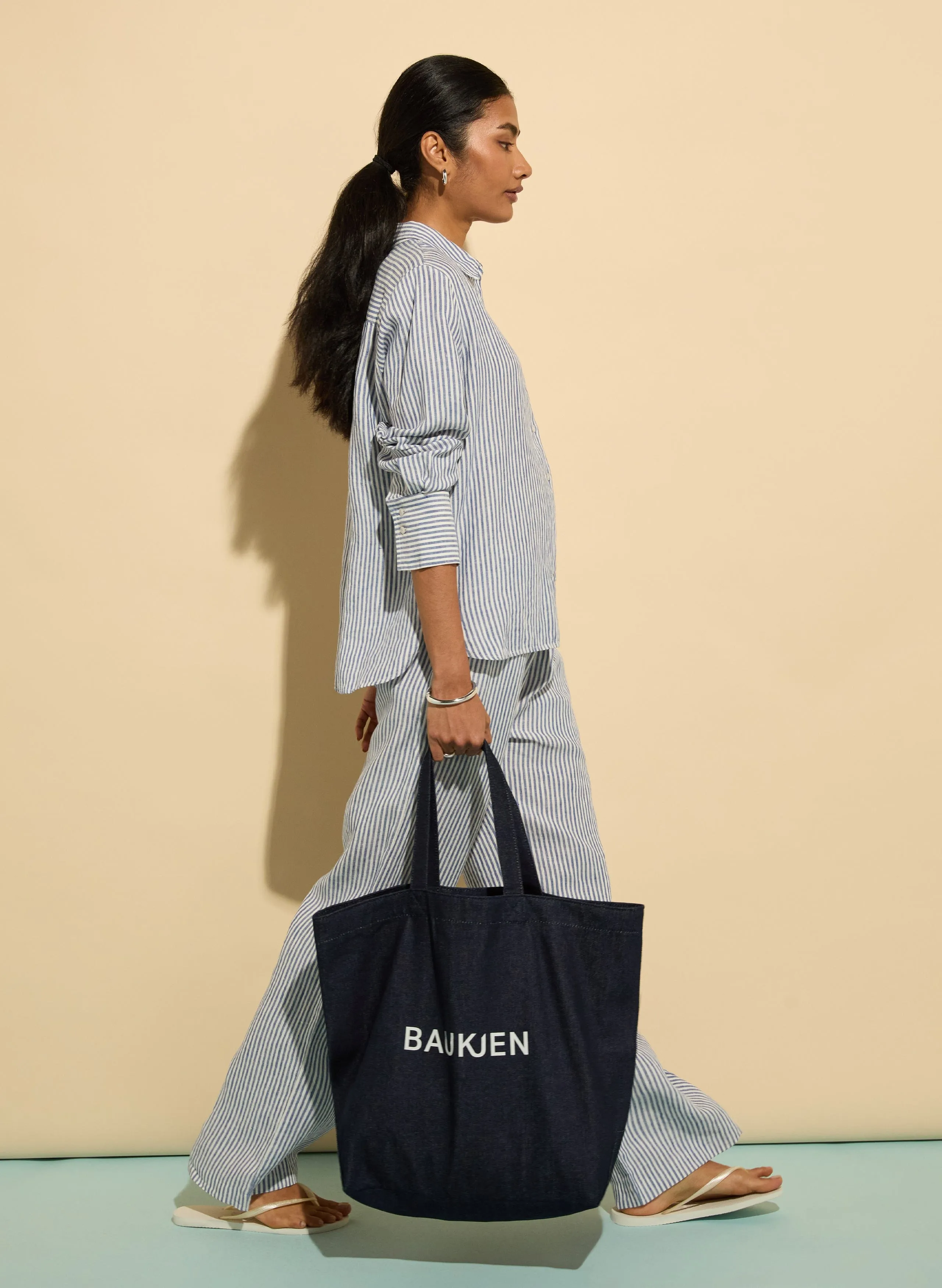 Doretta Linen Trousers | Indigo Stripe