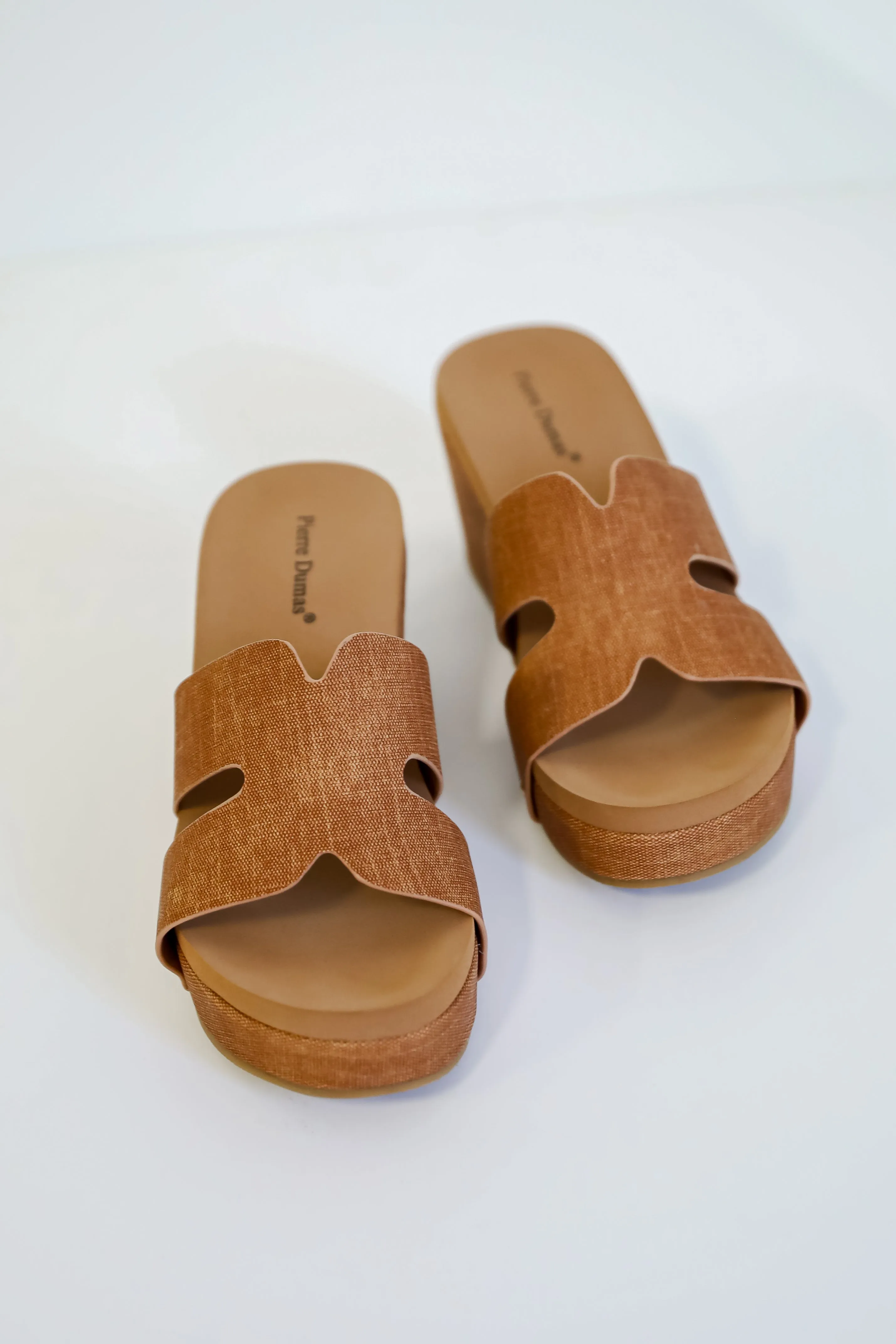 Every Step Counts Tan Platform Wedges