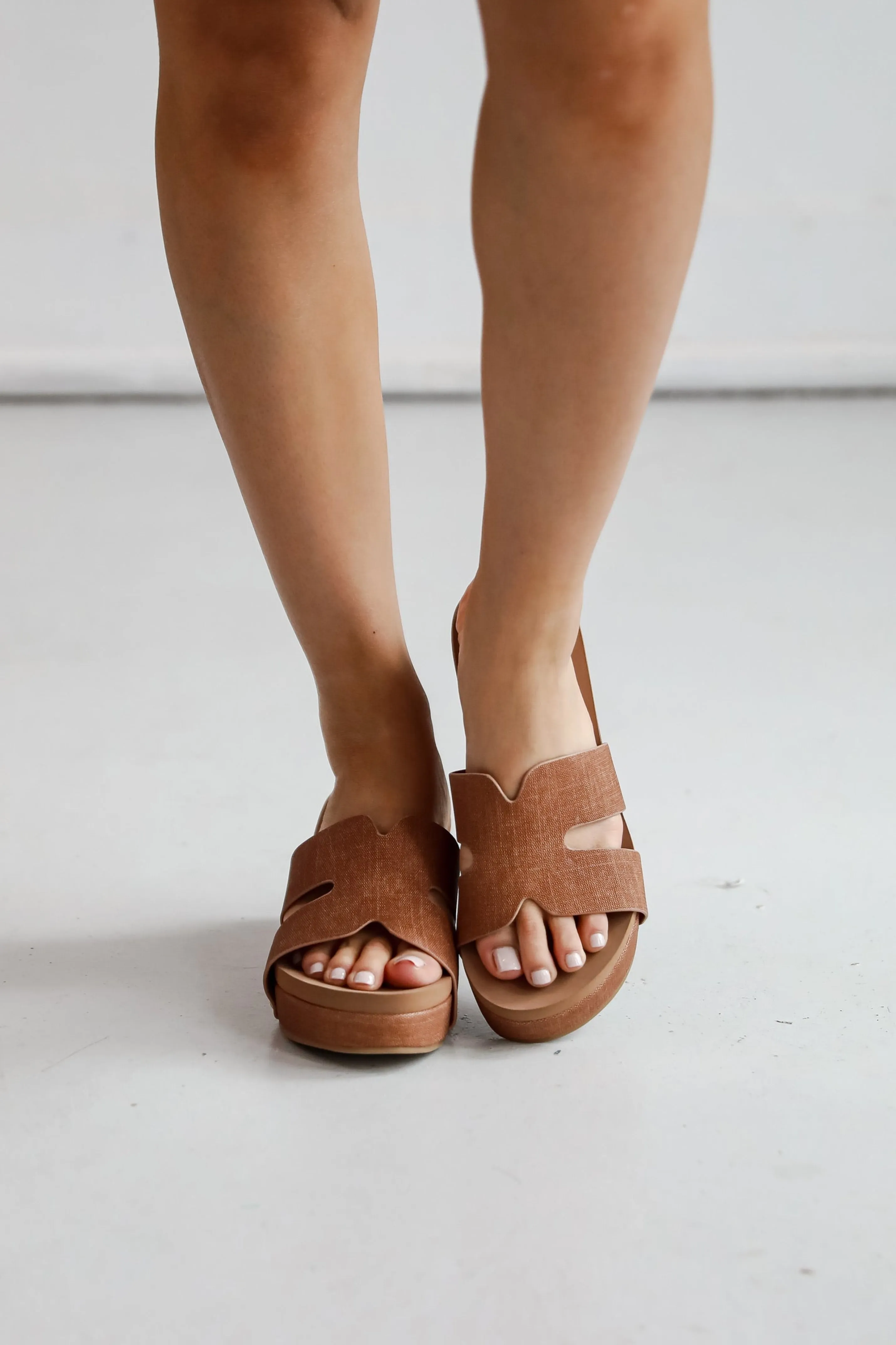 Every Step Counts Tan Platform Wedges