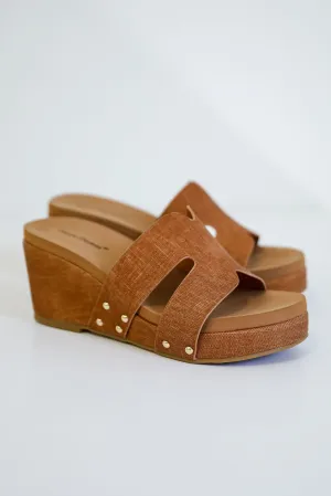 Every Step Counts Tan Platform Wedges