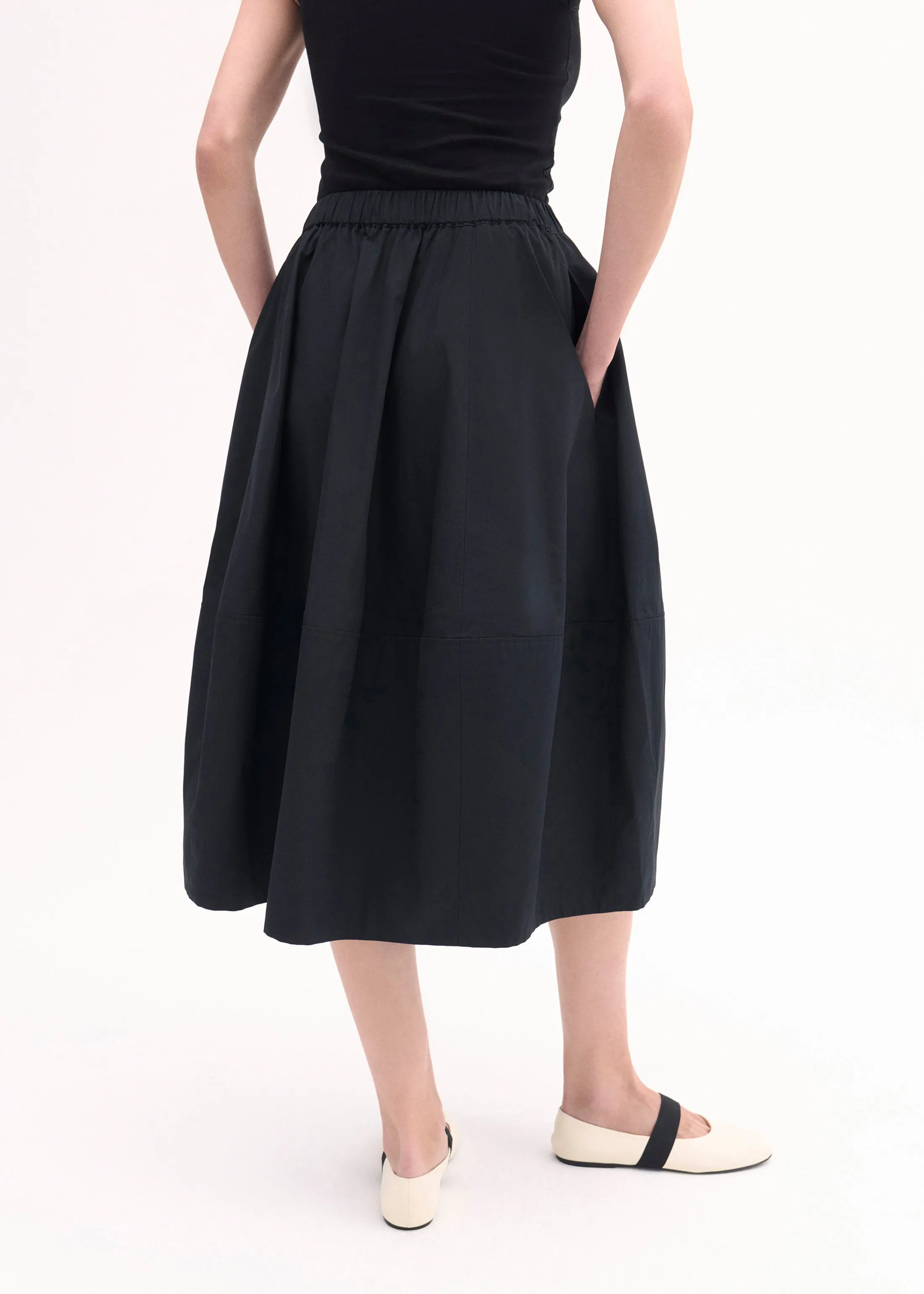 Full Skirt in Cotton Poplin - Black