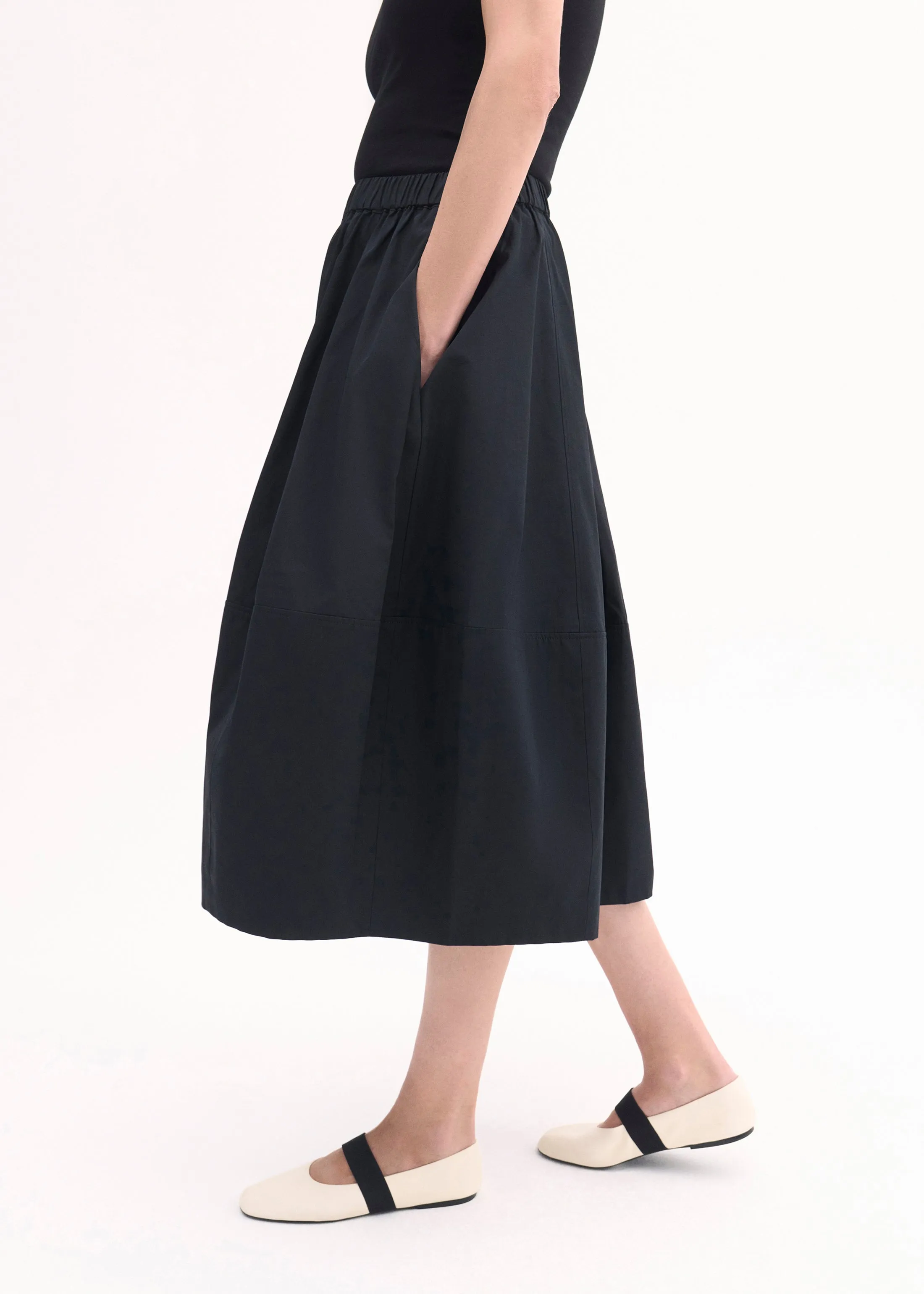 Full Skirt in Cotton Poplin - Black