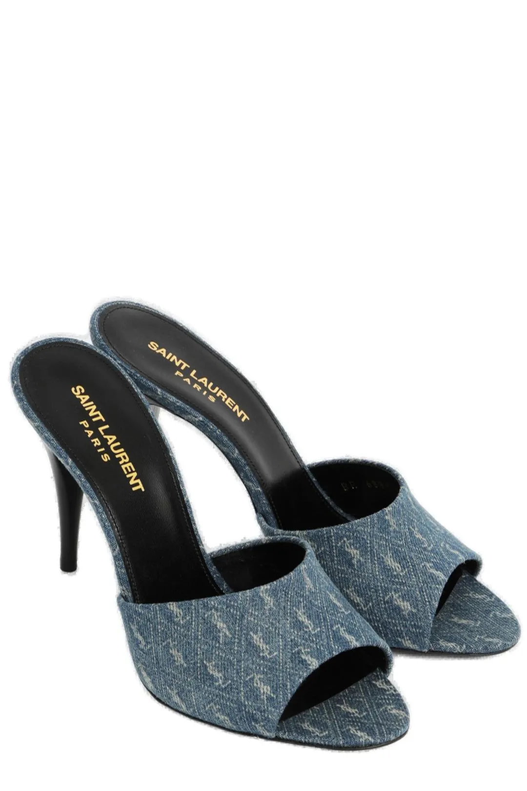 Saint Laurent All-Over Logo Heeled Mules
