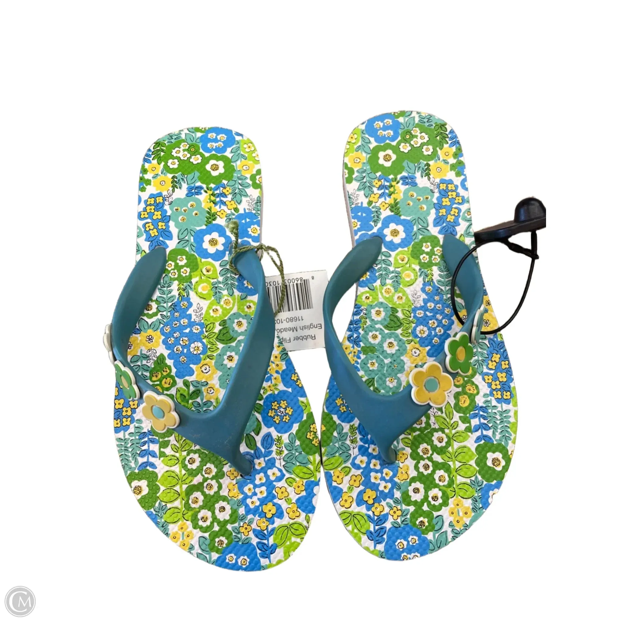 Sandals Flip Flops By Vera Bradley In Blue & Green, Size: 6