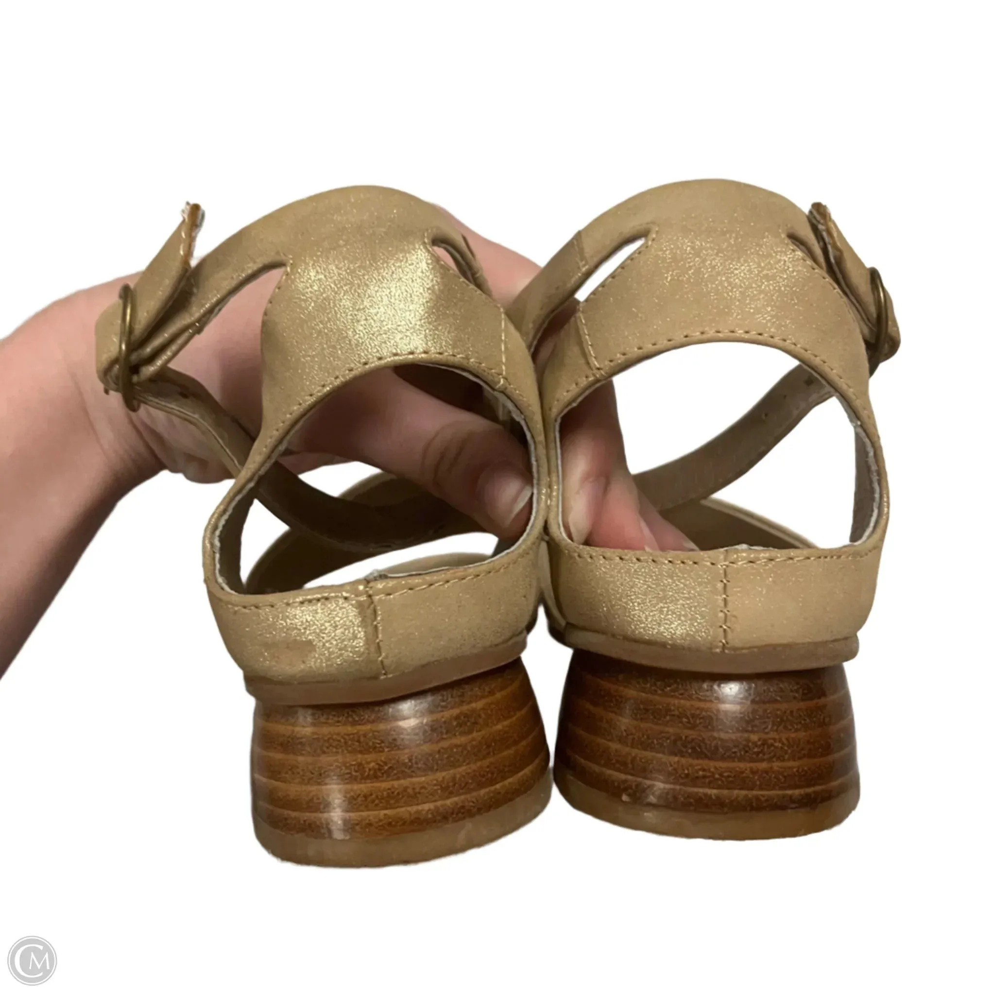 Sandals Heels Block By Antelope In Gold, Size: 7.5