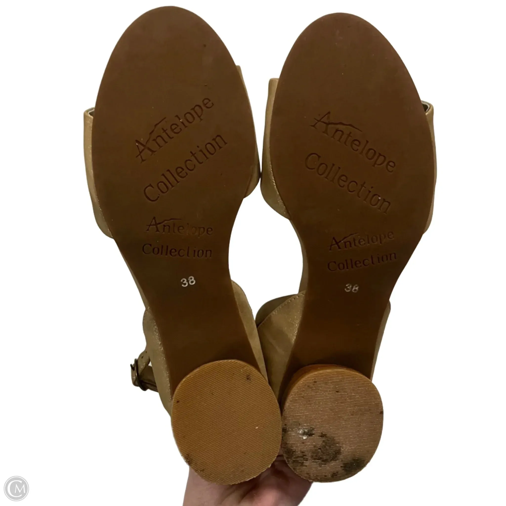 Sandals Heels Block By Antelope In Gold, Size: 7.5