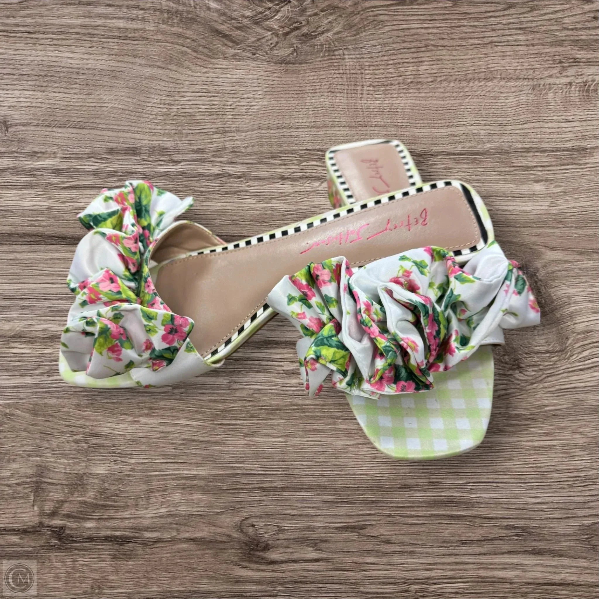 Sandals Heels Block By Betsey Johnson In Floral Print, Size: 8