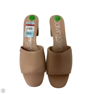 Sandals Heels Block By Calvin Klein In Tan, Size: 9.5