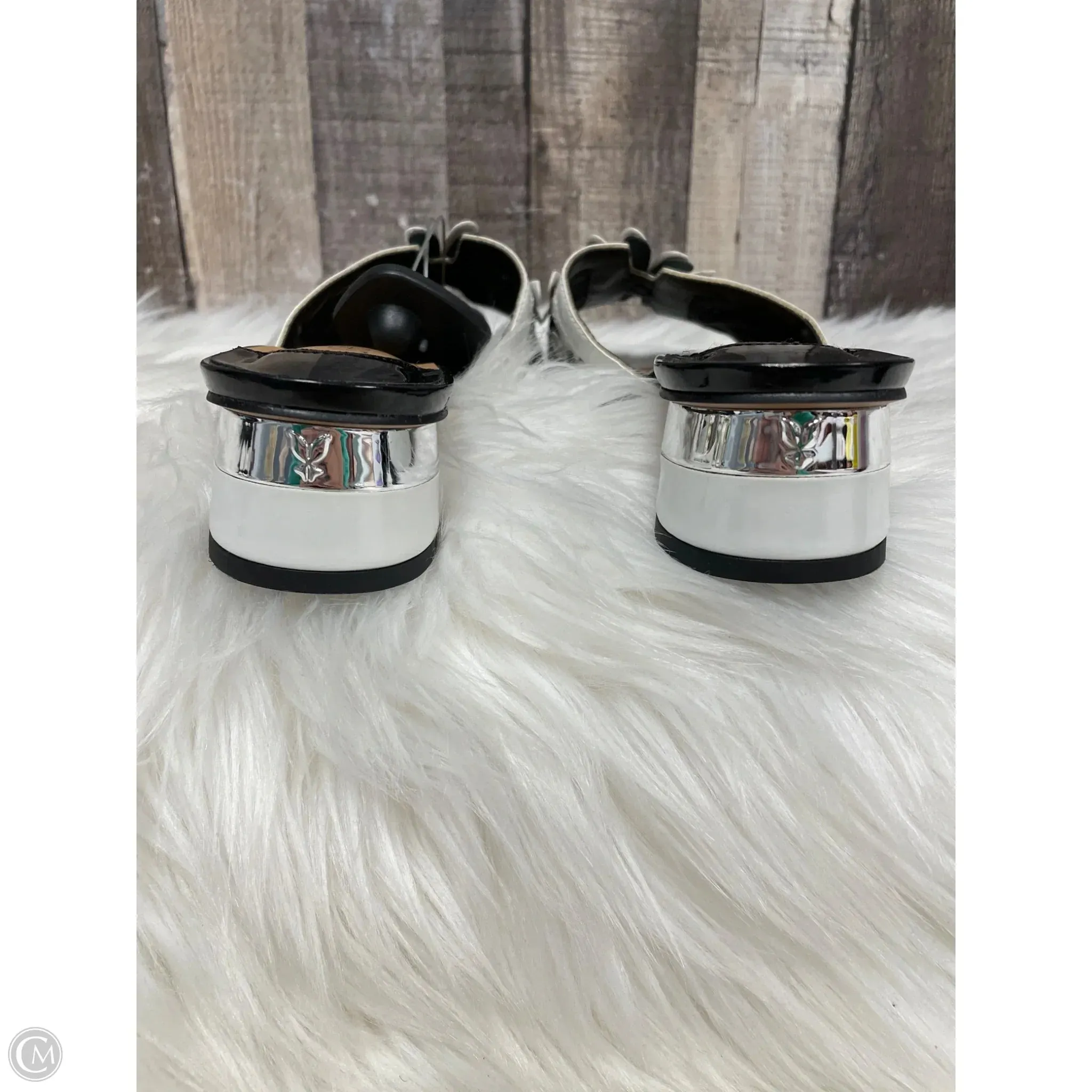 Sandals Heels Block By Clothes Mentor In Black & White, Size: 10