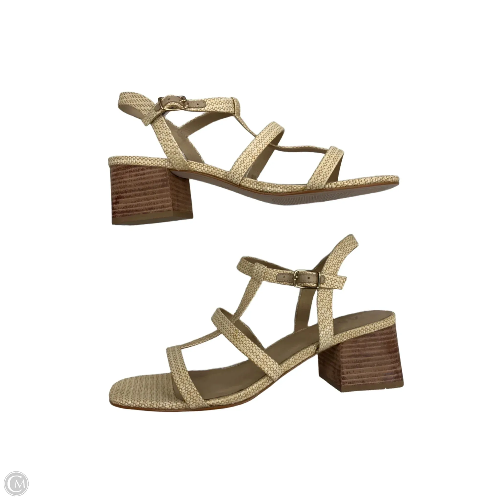 Sandals Heels Block By Cma In Tan, Size: 10