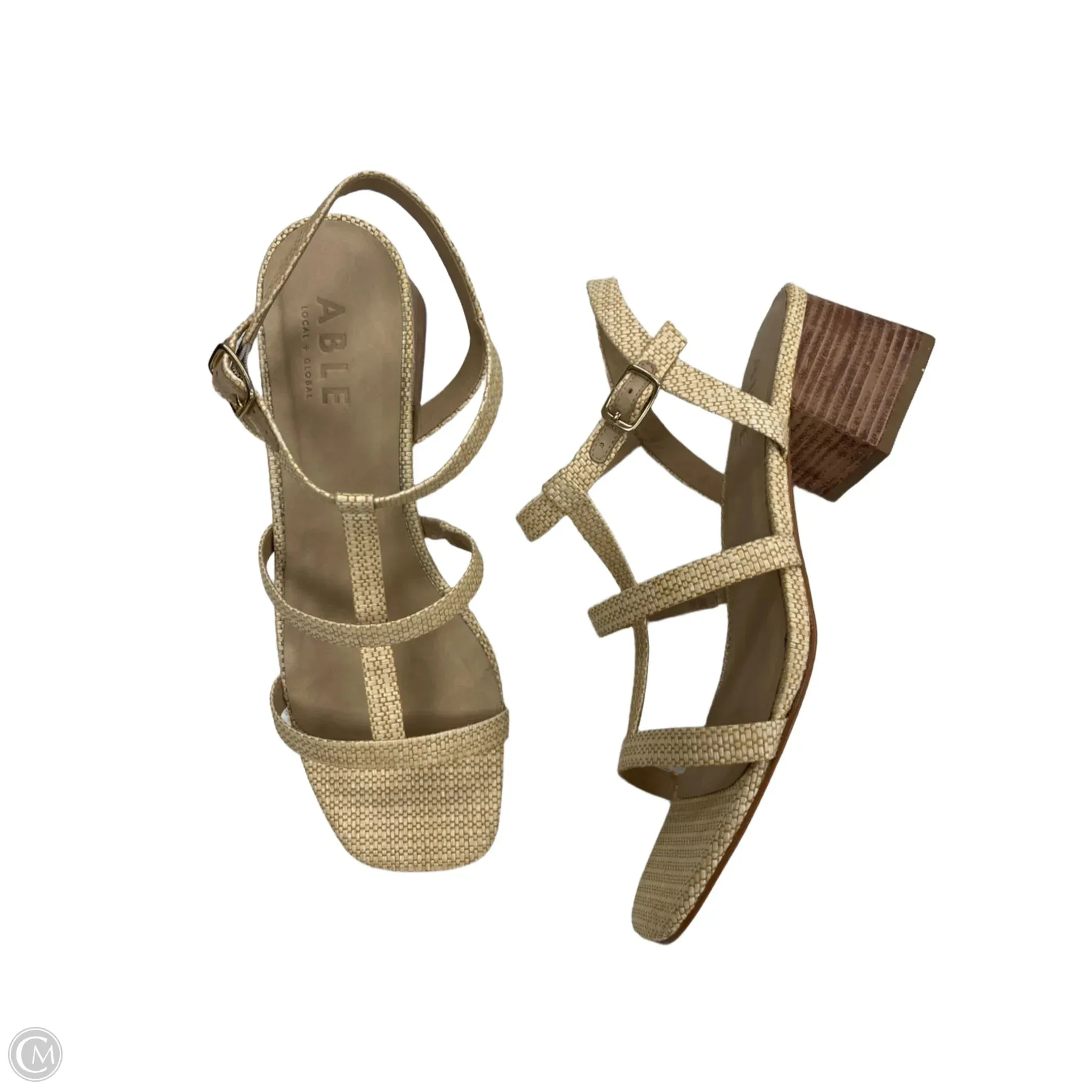 Sandals Heels Block By Cma In Tan, Size: 10