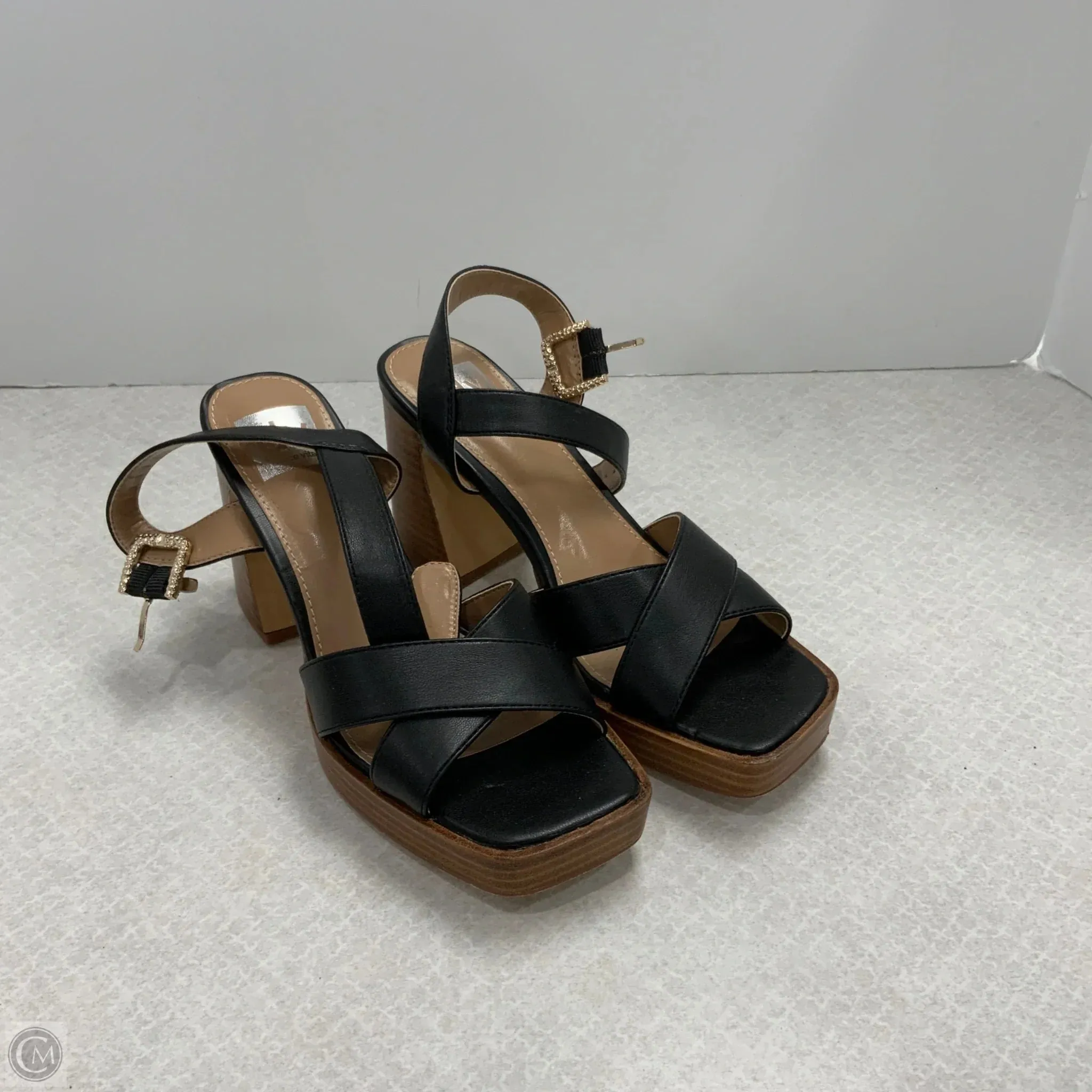 Sandals Heels Block By Dv In Black, Size: 6.5