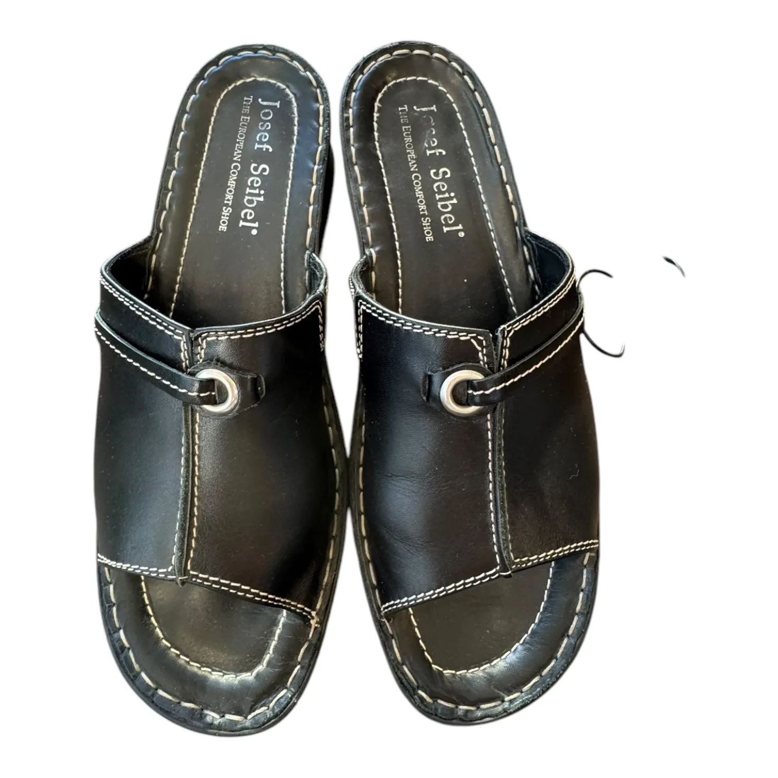 Sandals Heels Block By Josef Seibel In Black, Size:9.5