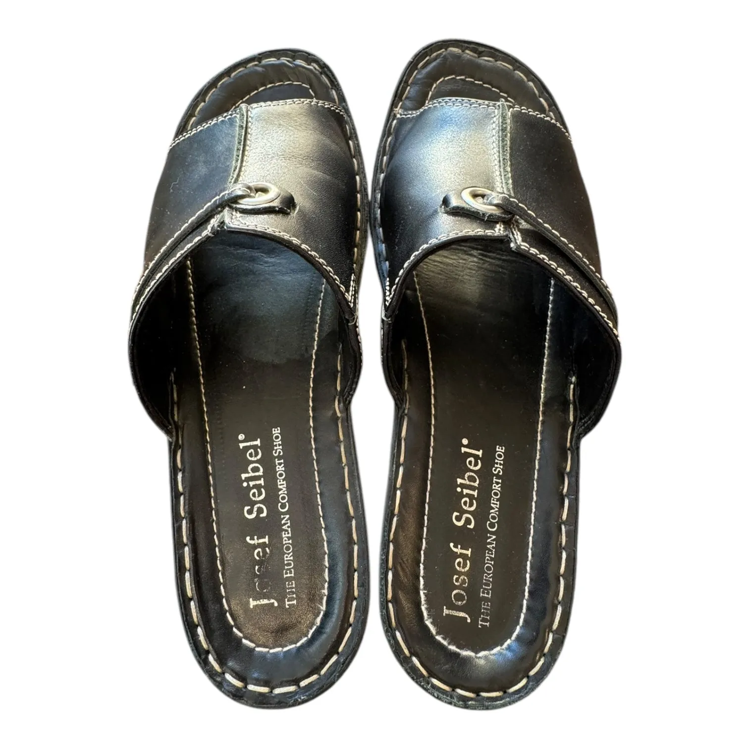 Sandals Heels Block By Josef Seibel In Black, Size:9.5