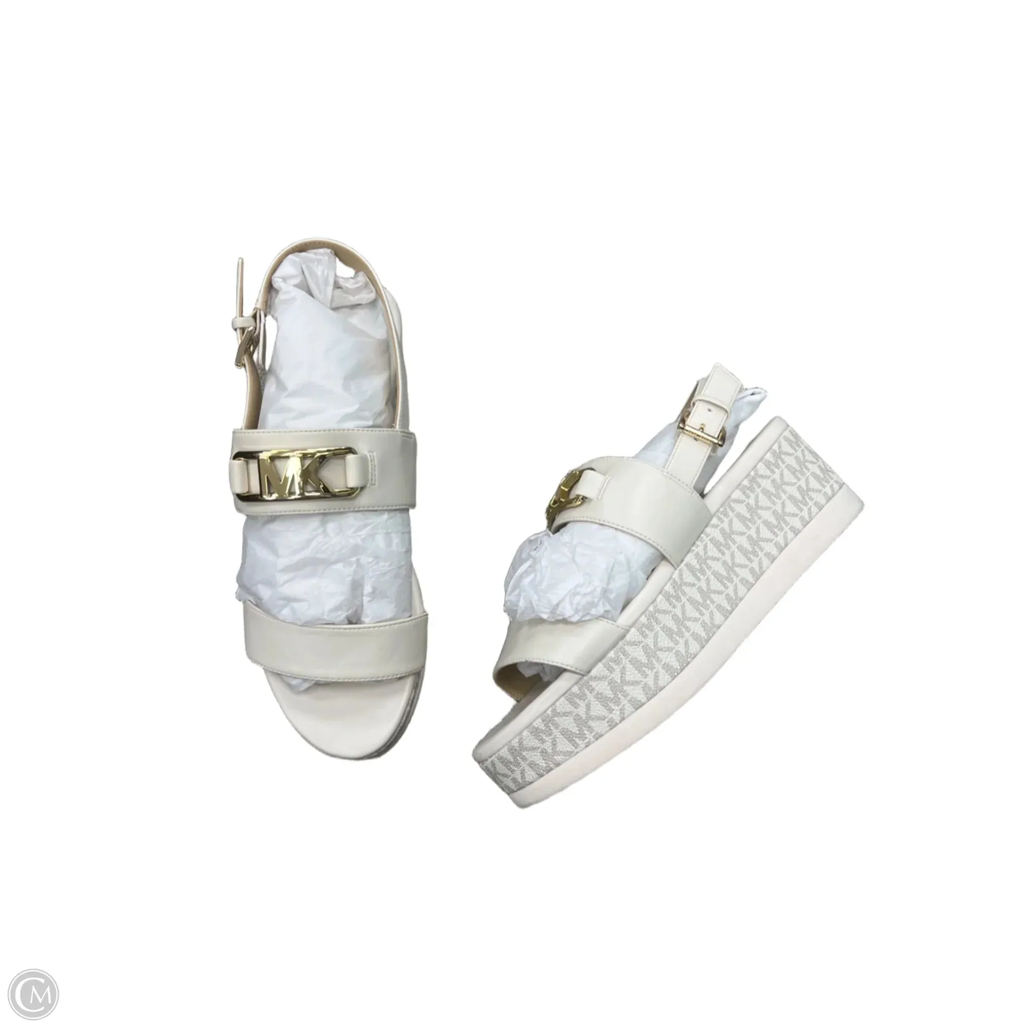 Sandals Heels Block By Michael By Michael Kors In Cream, Size: 9.5