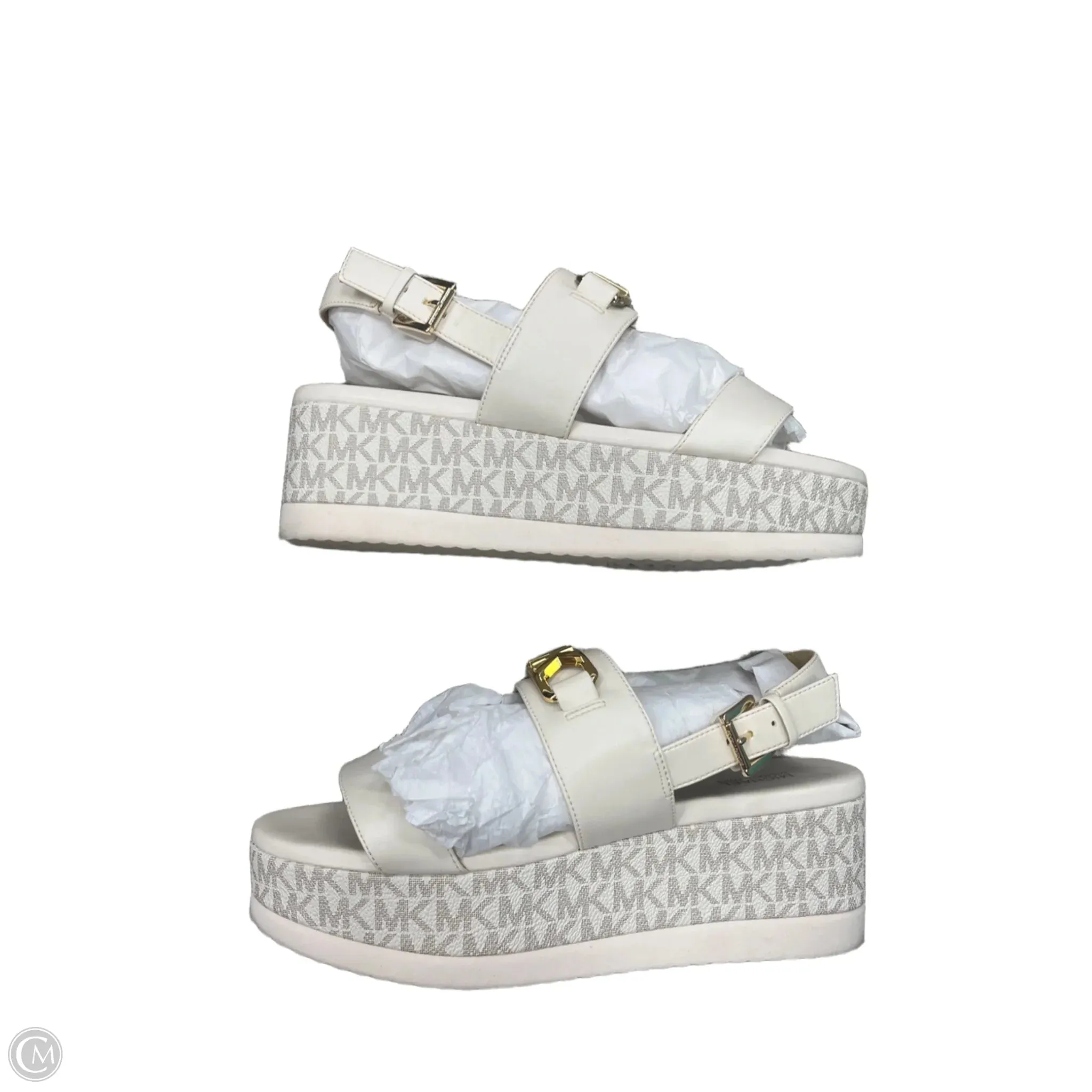 Sandals Heels Block By Michael By Michael Kors In Cream, Size: 9.5