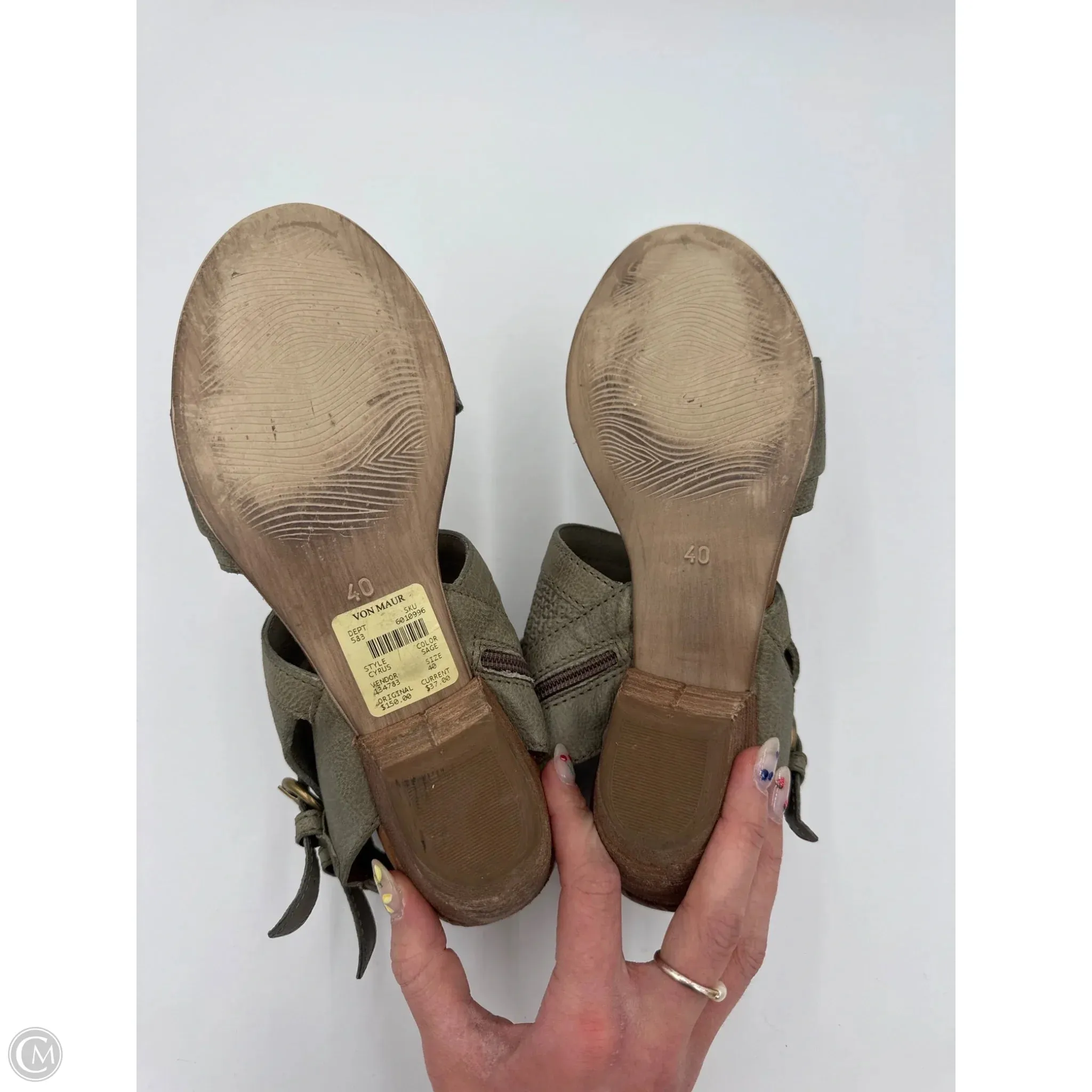 Sandals Heels Block By Miz Mooz In Green, Size: 9