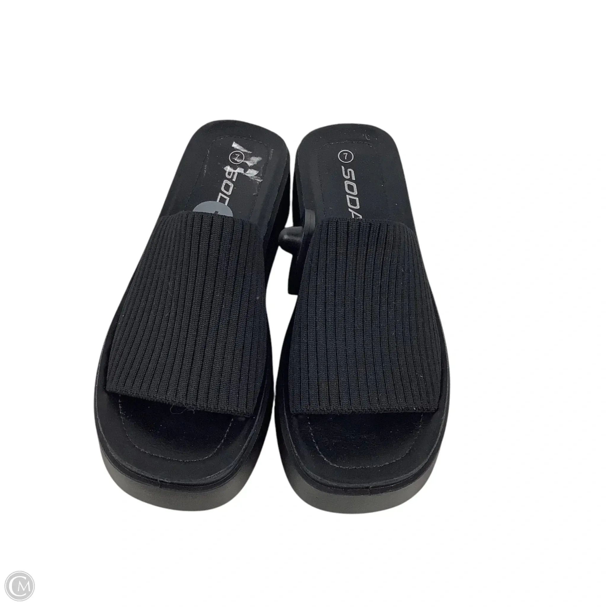 Sandals Heels Block By Soda In Black, Size: 7