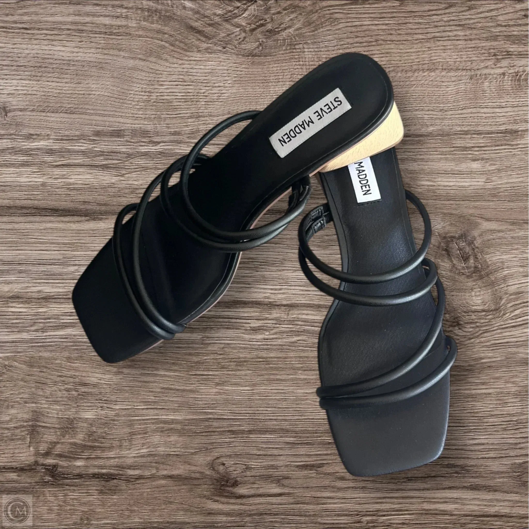 Sandals Heels Block By Steve Madden In Black, Size: 8