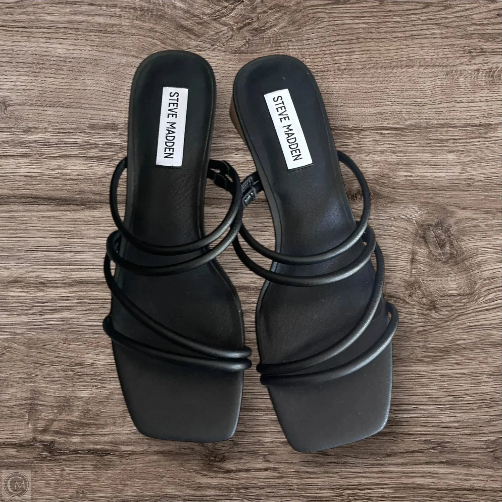 Sandals Heels Block By Steve Madden In Black, Size: 8