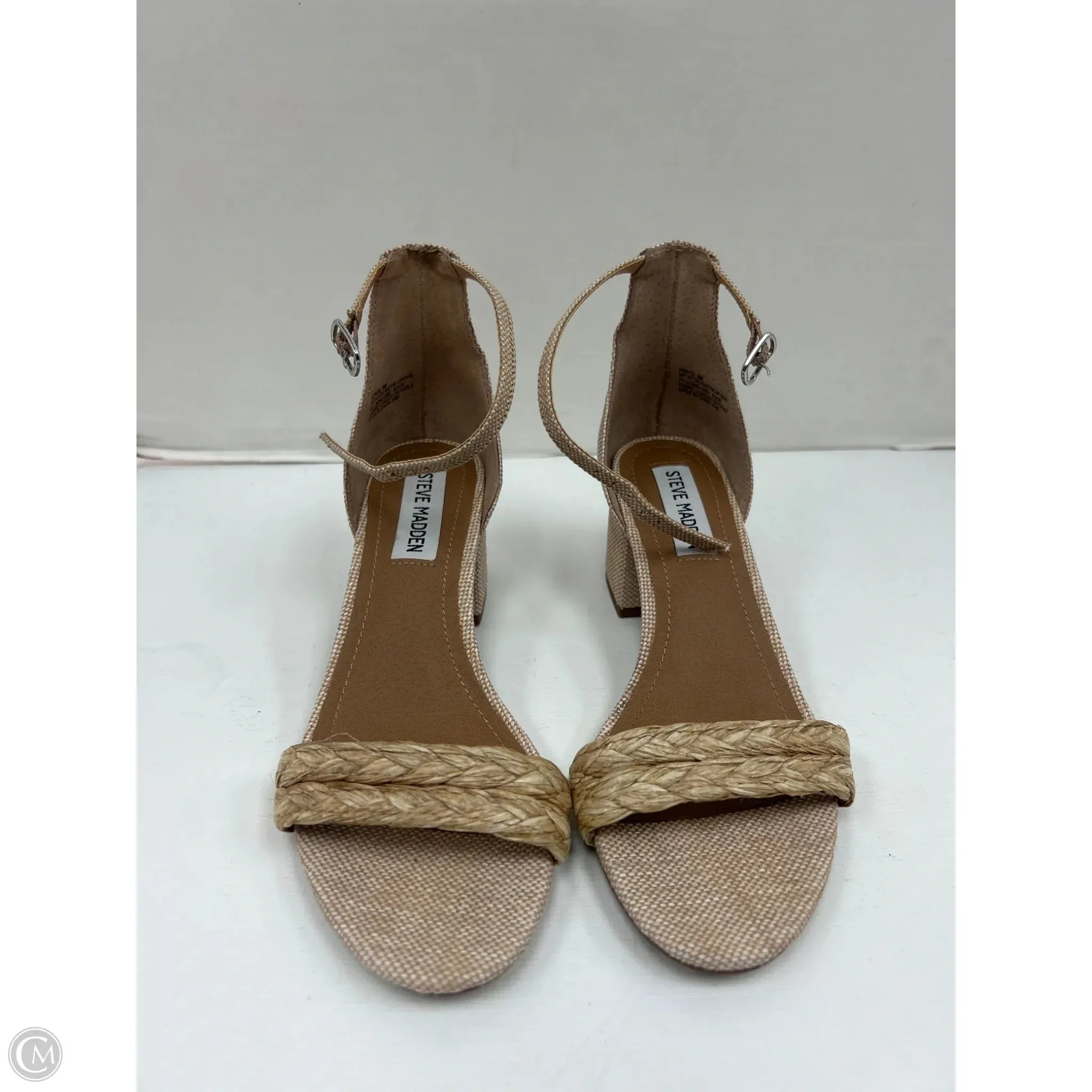 Sandals Heels Block By Steve Madden In Tan, Size: 6