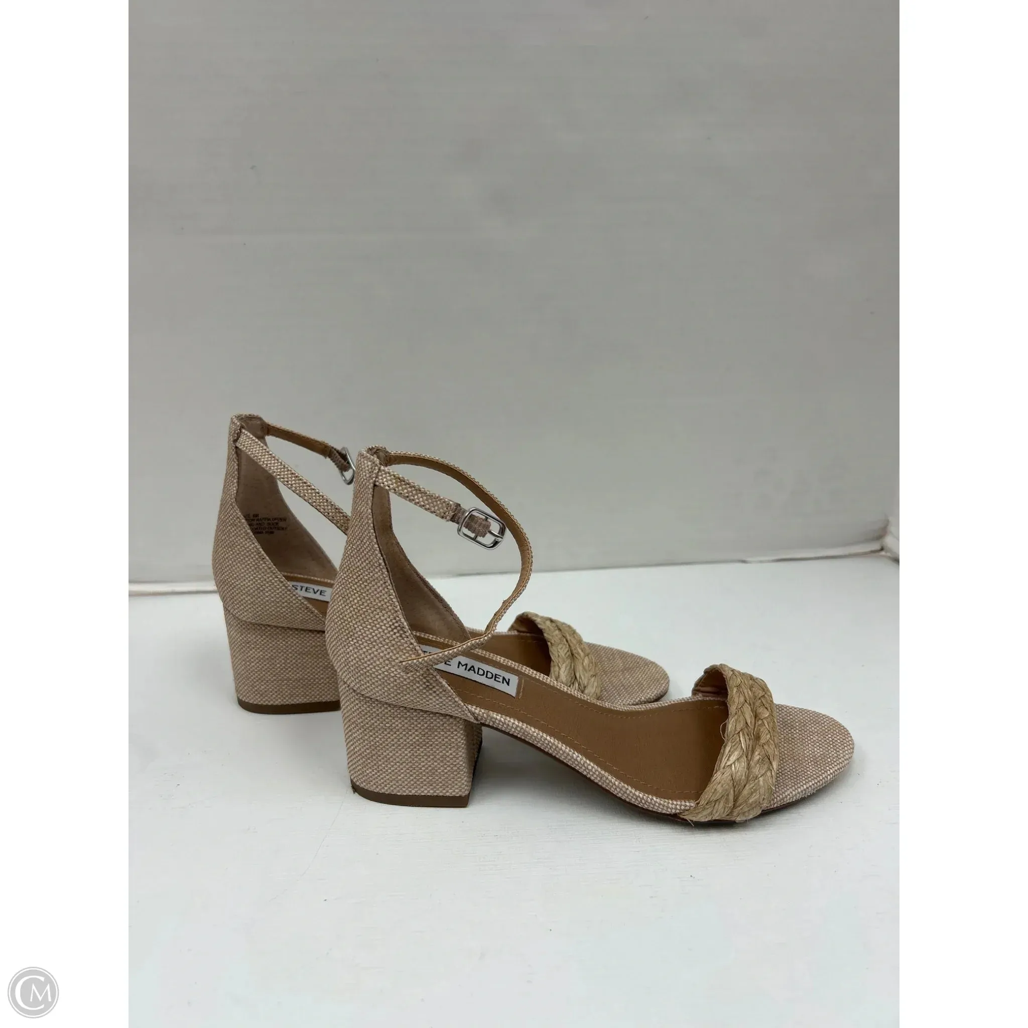 Sandals Heels Block By Steve Madden In Tan, Size: 6