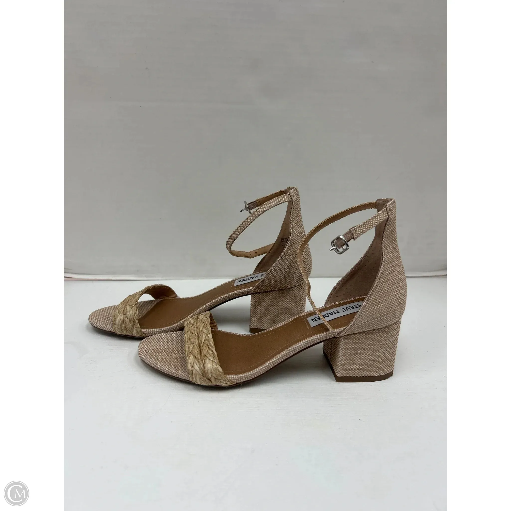 Sandals Heels Block By Steve Madden In Tan, Size: 6
