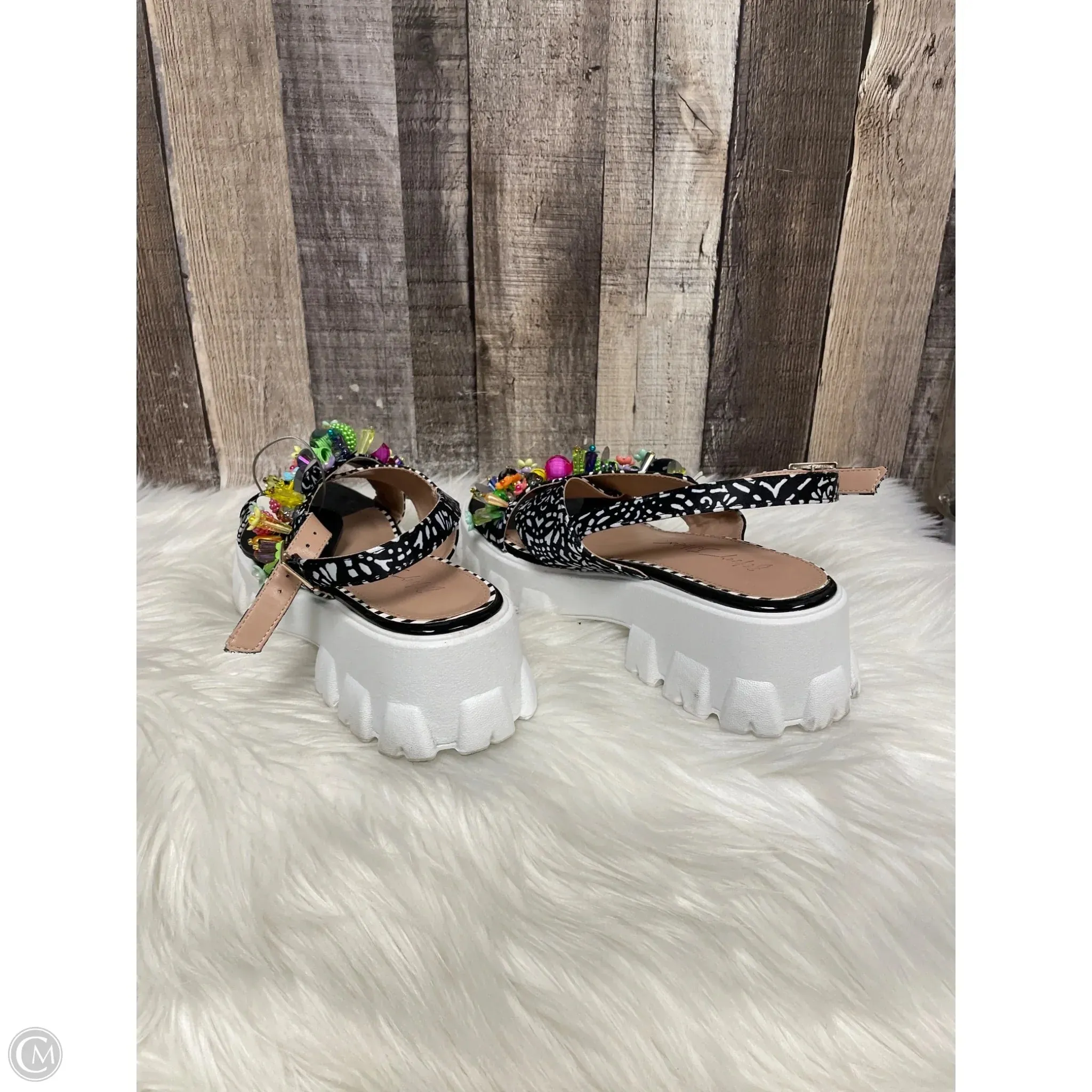 Sandals Heels Platform By Betsey Johnson In Multi-colored, Size: 7
