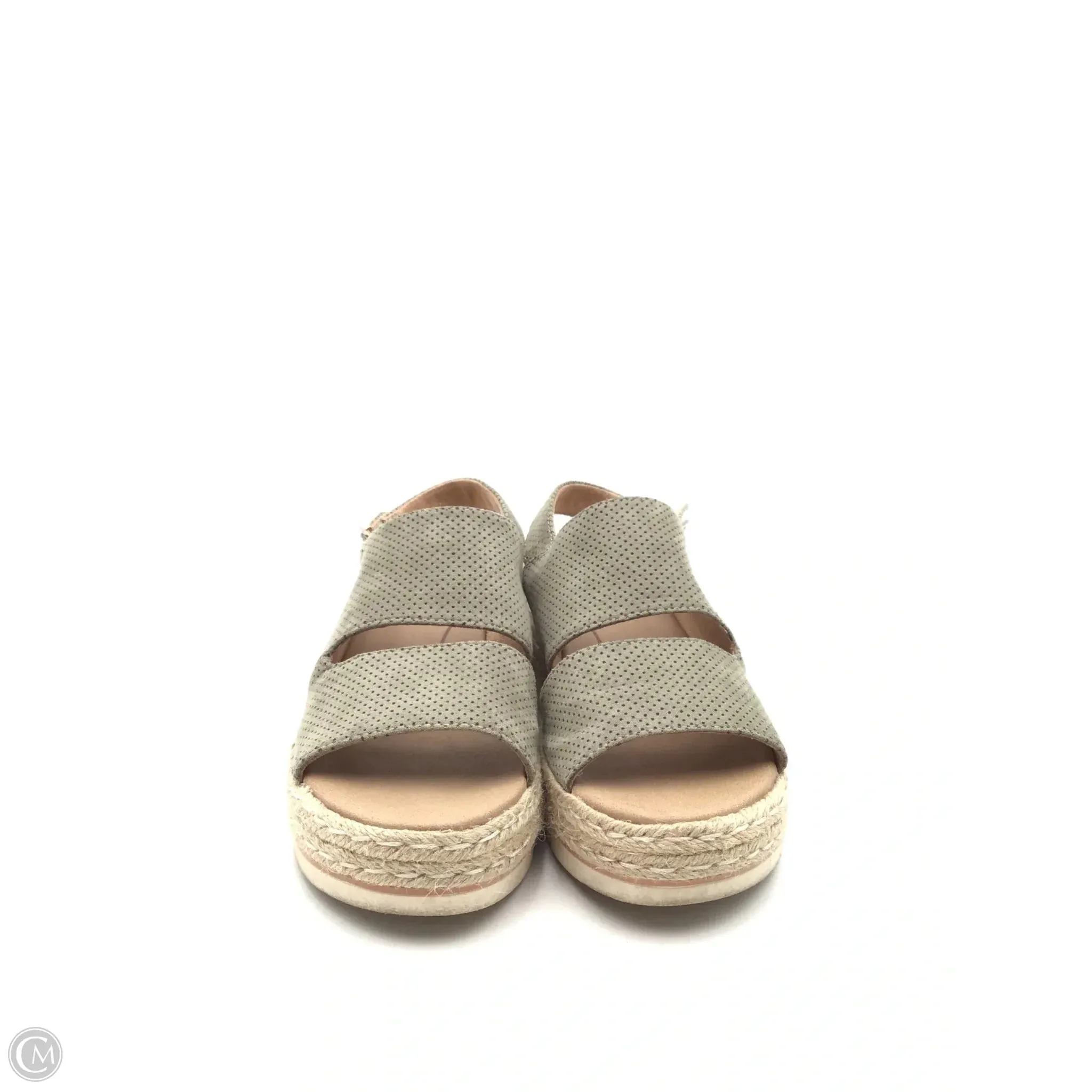 Sandals Heels Platform By Dr Scholls In Green & Tan, Size: 7