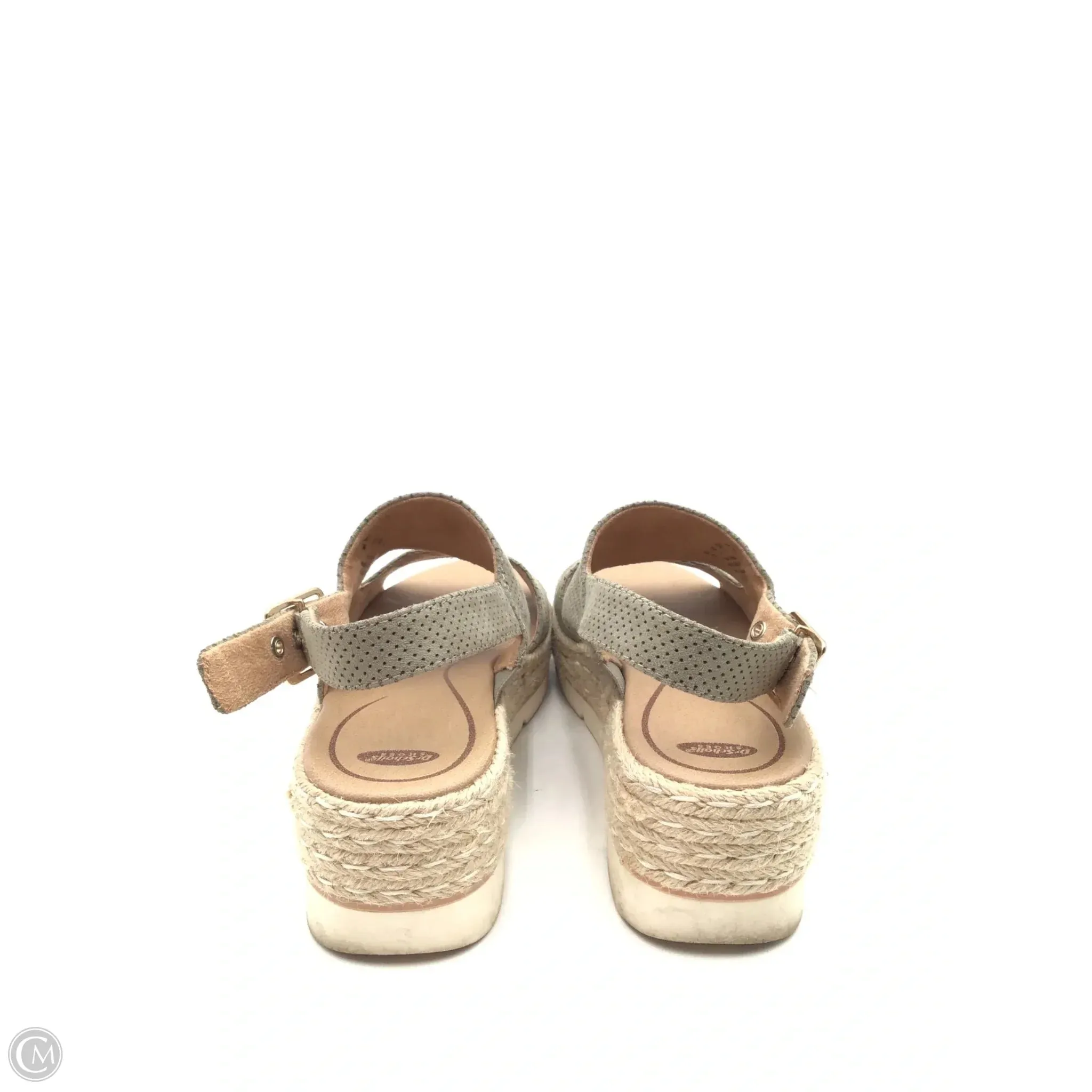 Sandals Heels Platform By Dr Scholls In Green & Tan, Size: 7